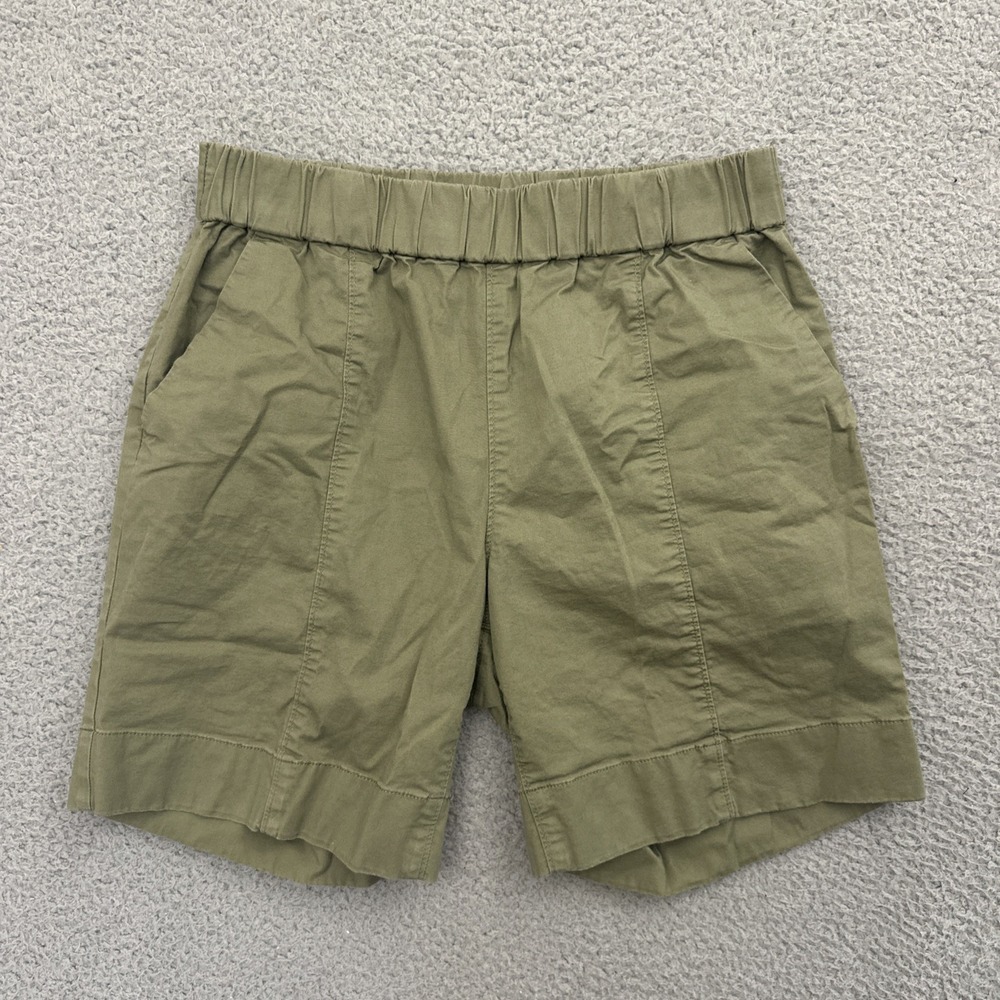 Duluth Trading Summer Weight Chino 7" Pull On Shorts Green Casual Preppy Women 4